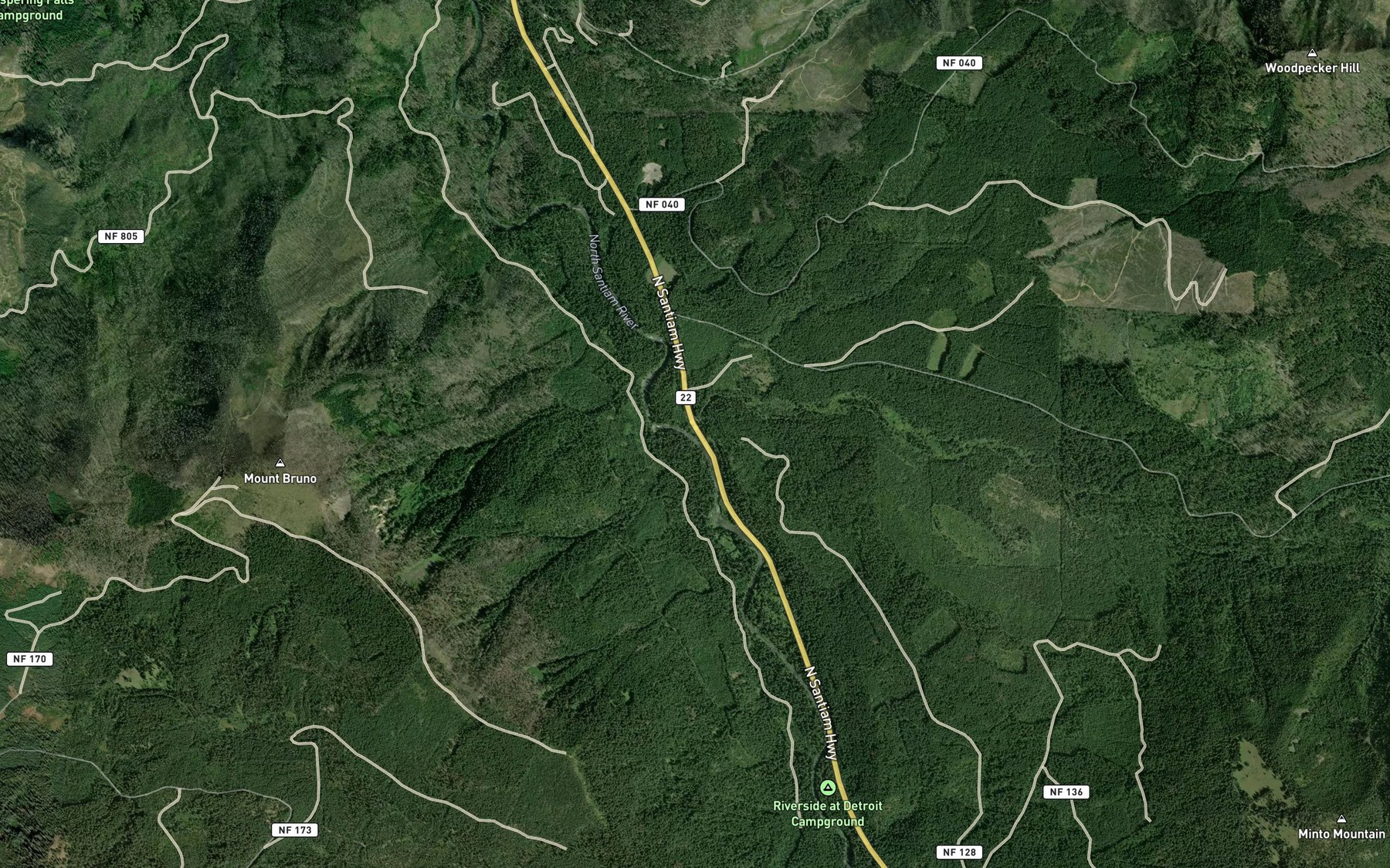 Satellite map of the Pamelia Creek