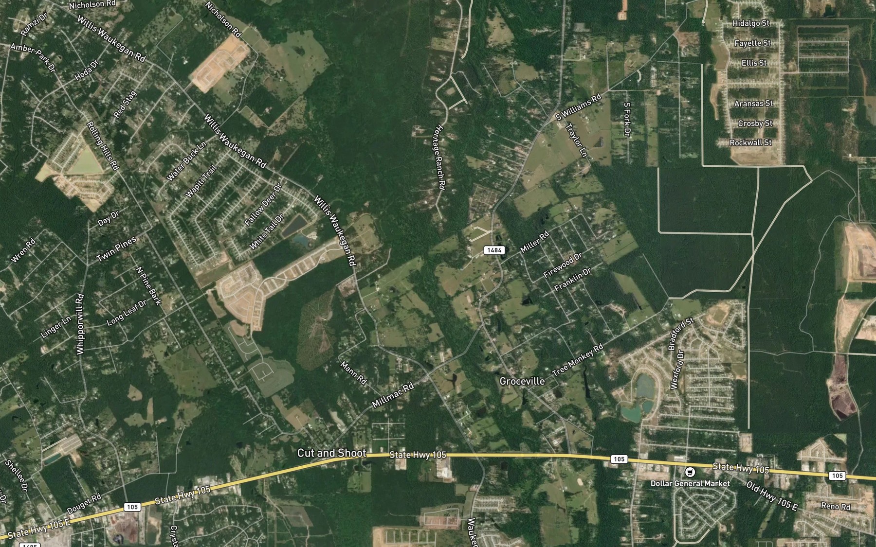 Satellite map of the McRae Creek