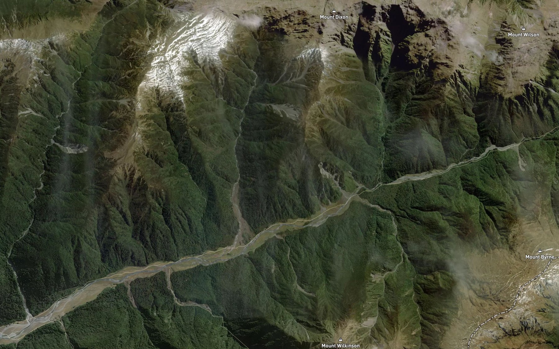 Satellite map of the Taramakau River