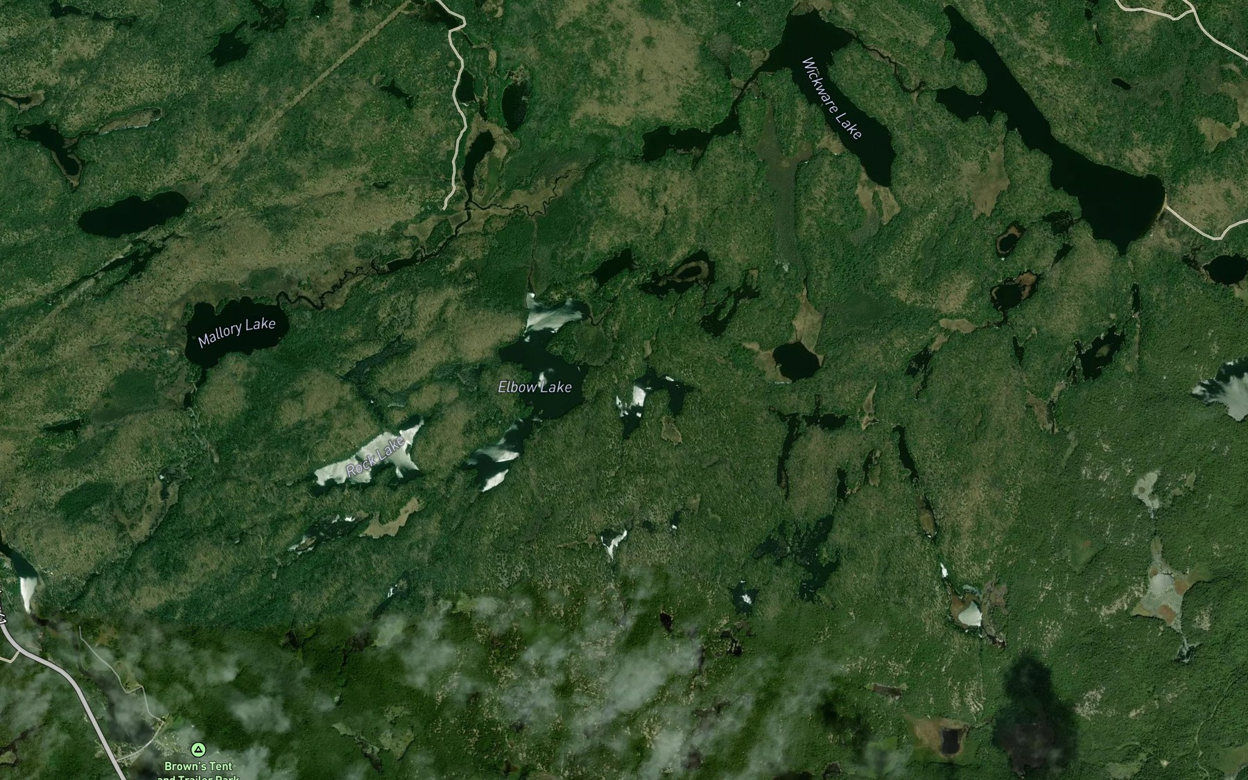 Satellite map of the Elbow Lake Creek
