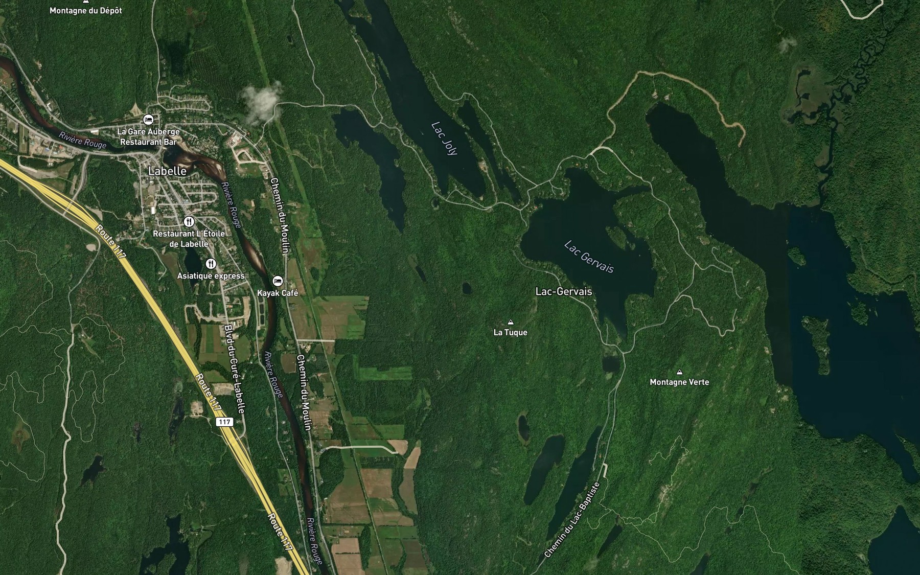 Satellite map of the Petit lac de la Tuque