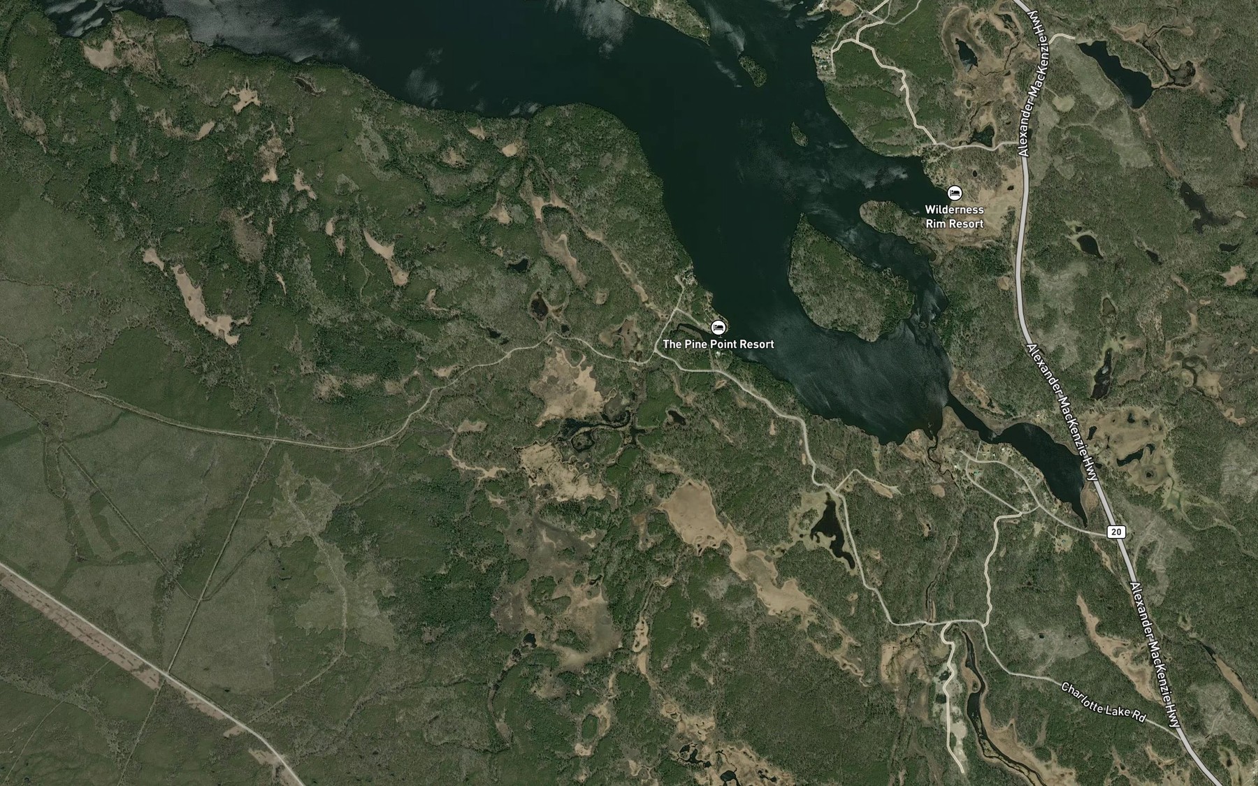 Satellite map of the Willys Creek