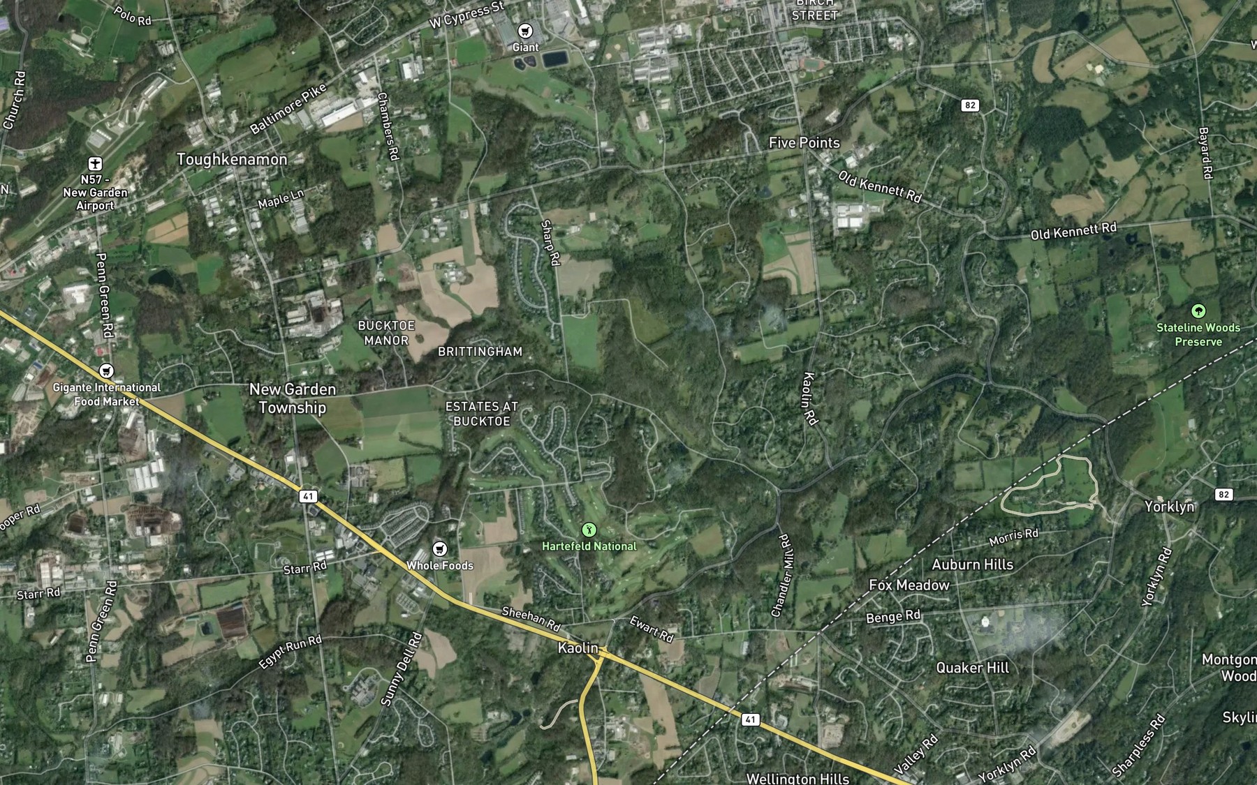 Satellite map of the Woodcock Rill