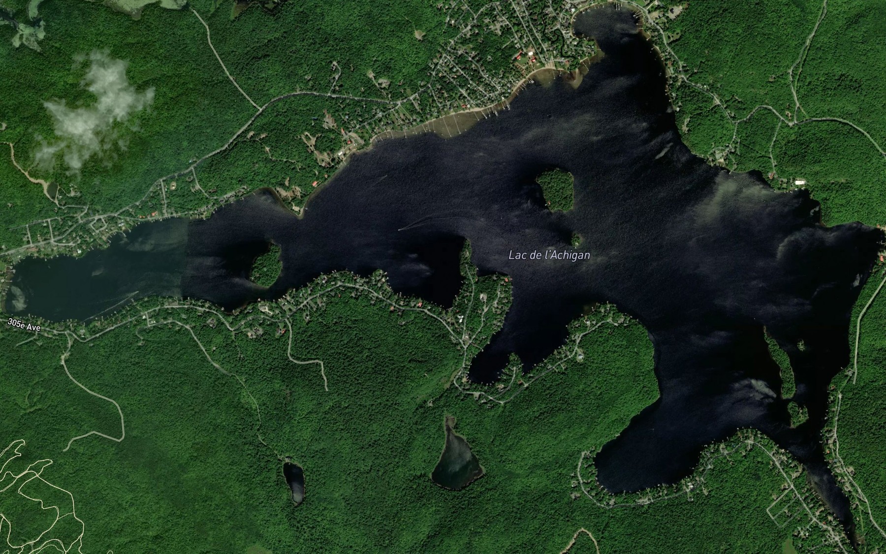 Satellite map of the Lac de l'Achigan
