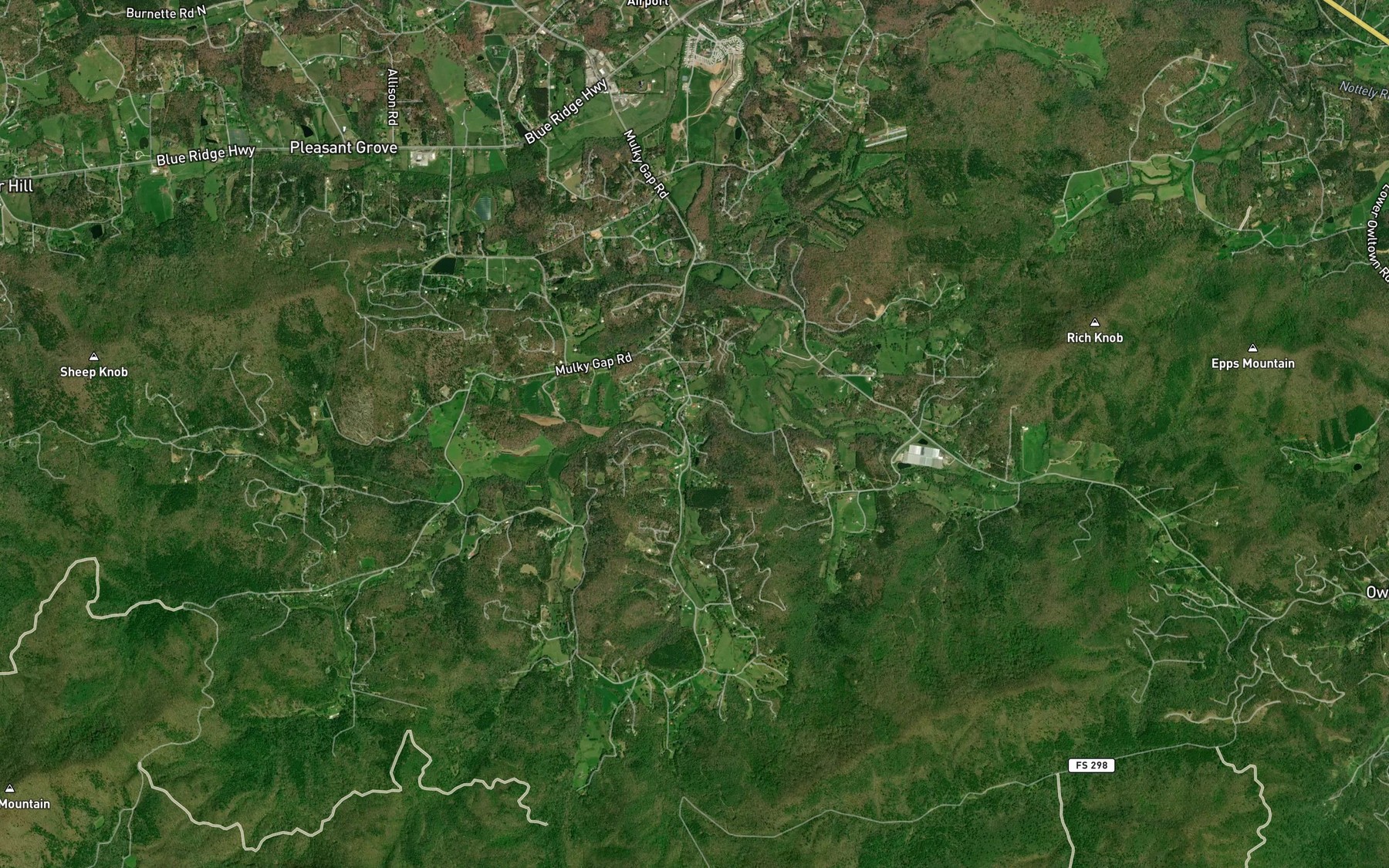 Satellite map of the Miller Cove Branch