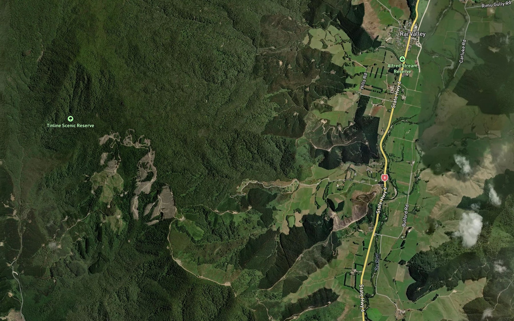 Satellite map of the Flat Creek