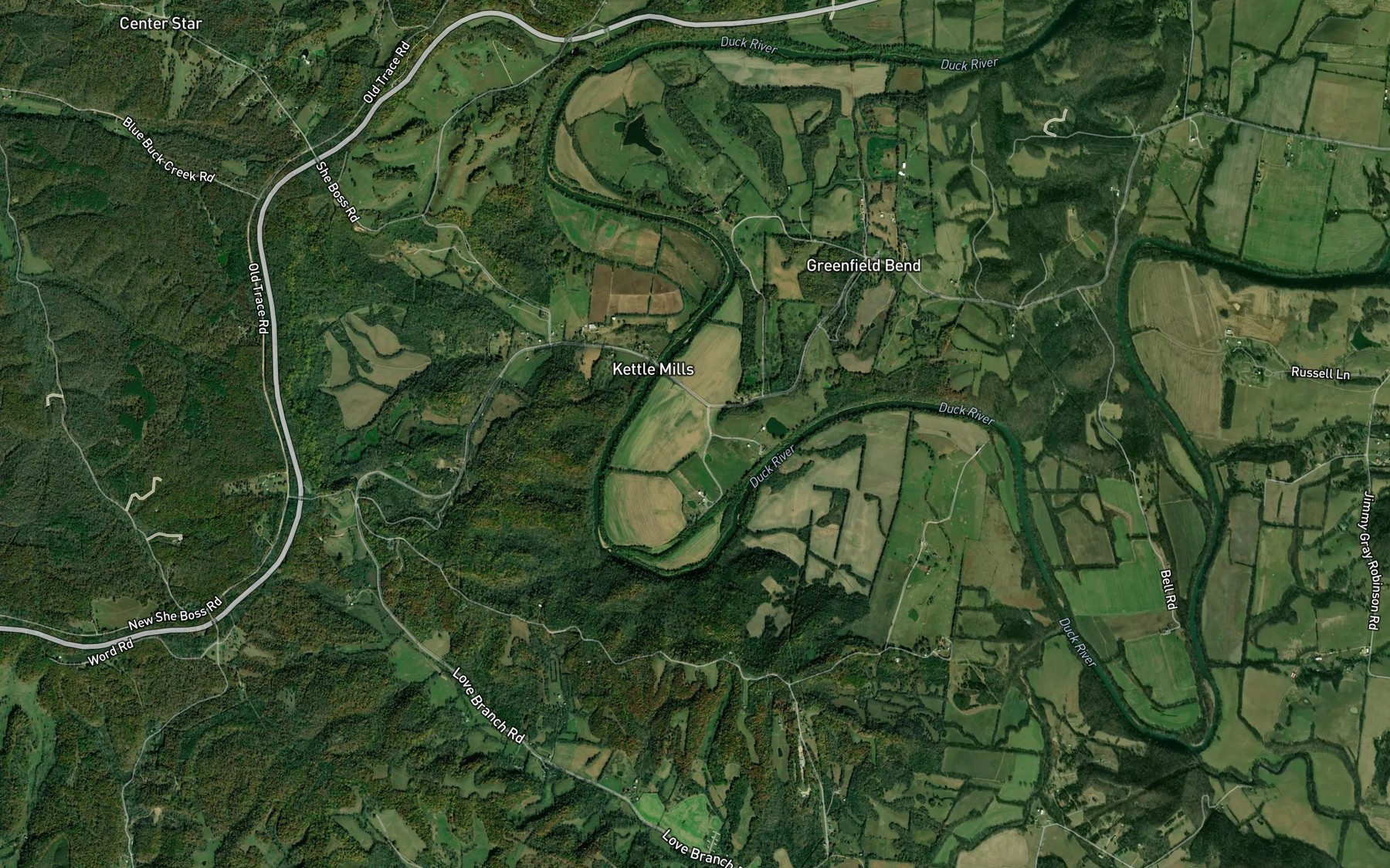 Satellite map of the Delk Bend