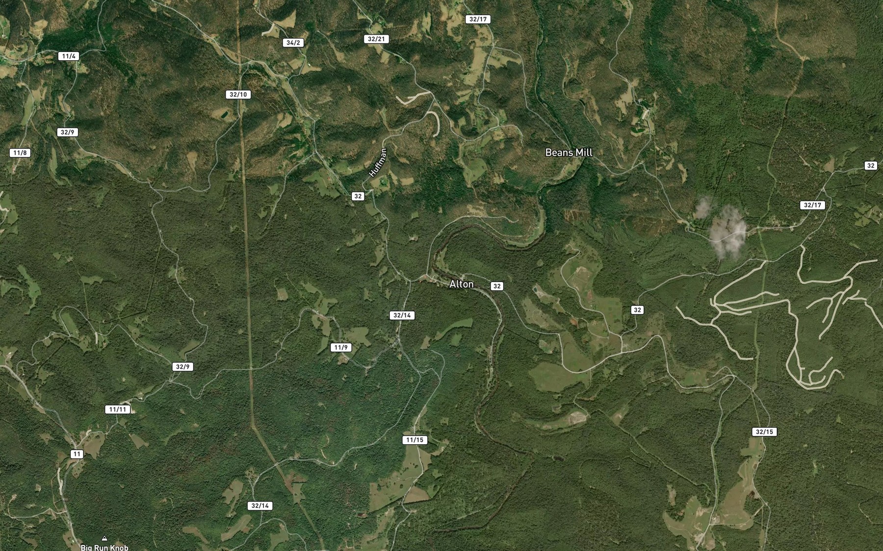 Satellite map of the Big Run