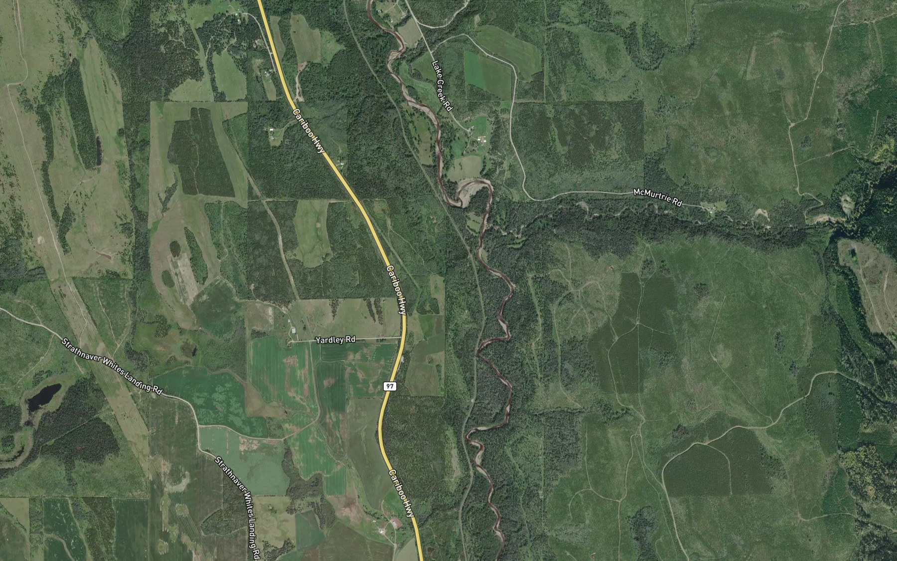 Satellite map of the Terry Creek