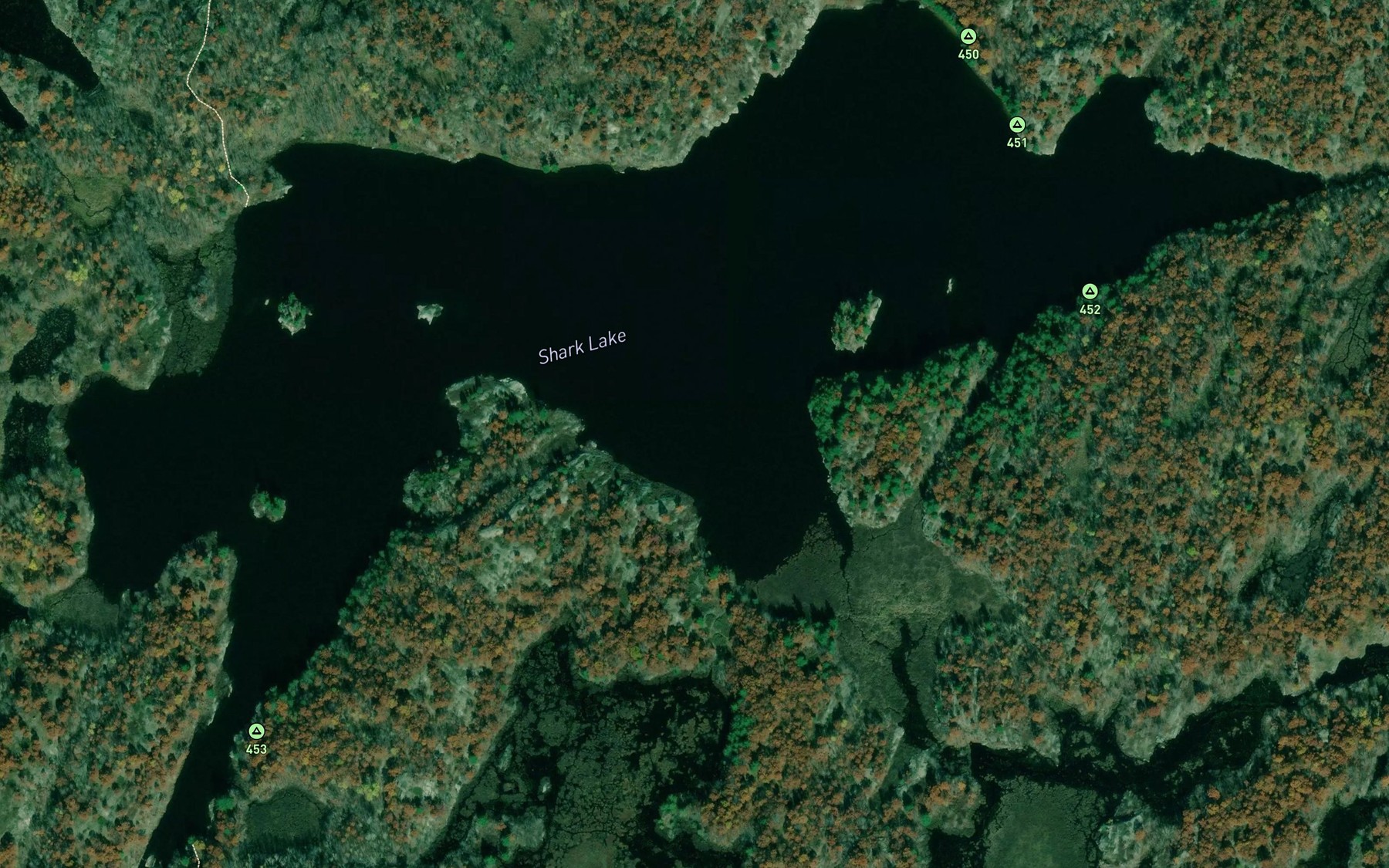 Satellite map of the Shark Lake