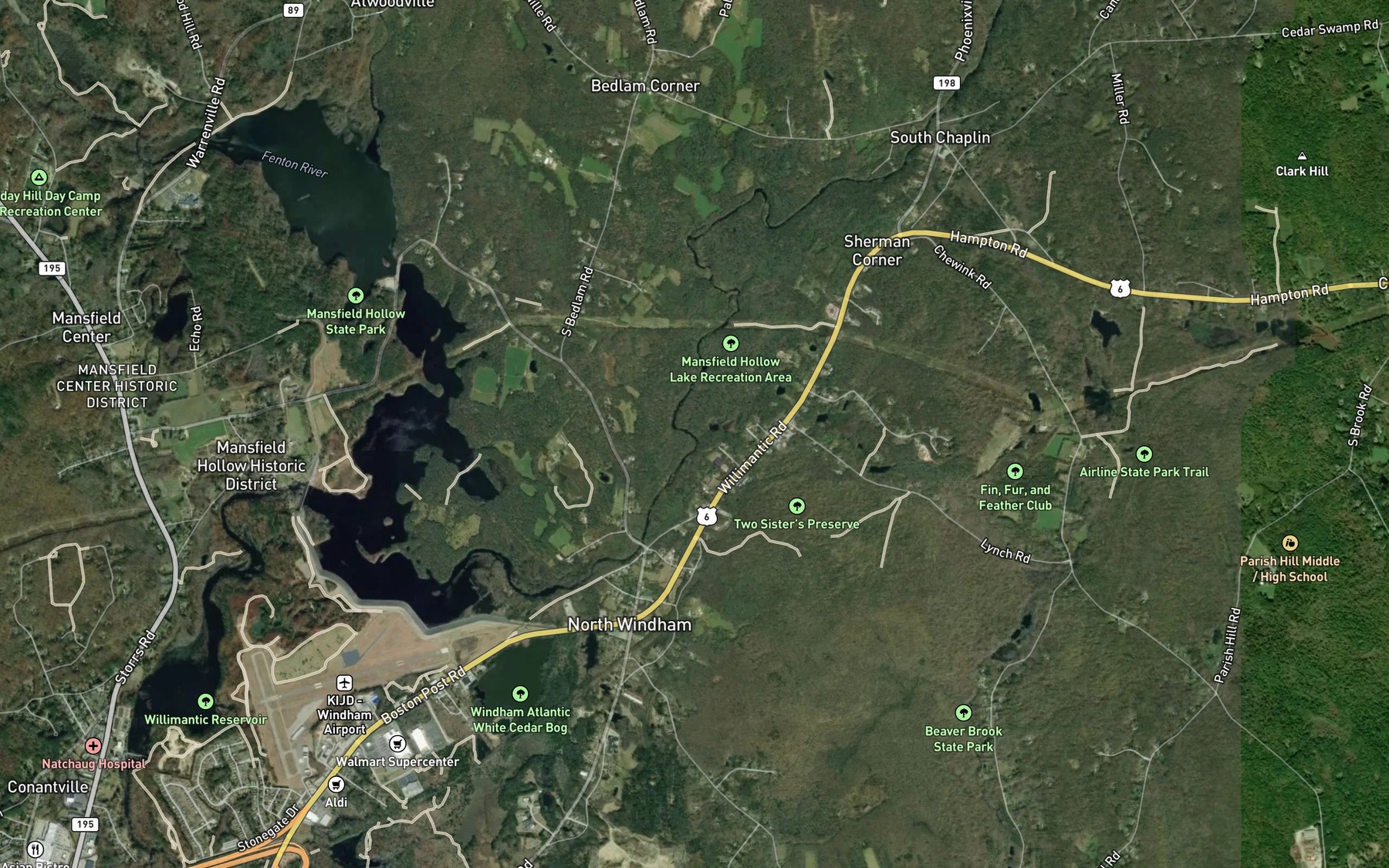 Satellite map of the Ames Brook