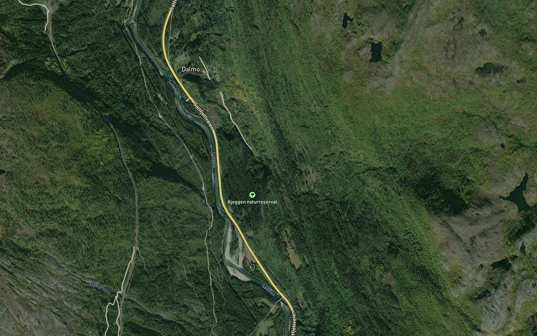 Satellite map of the Tieggaforsen