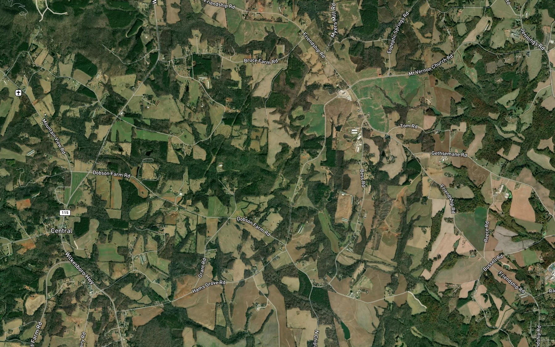 Satellite map of the Tuckers Creek