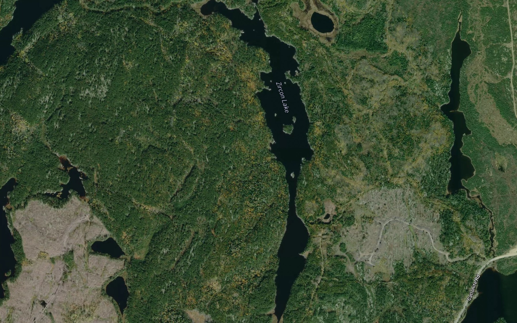 Satellite map of the Zircon Lake