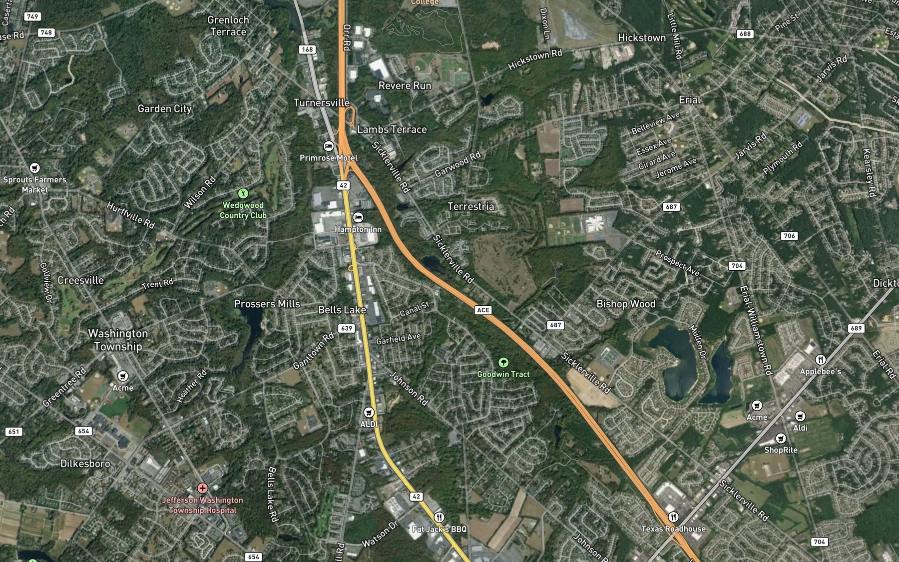 Satellite map of the Little Lebanon Branch