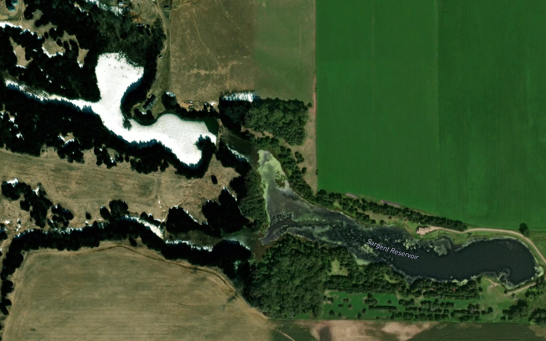 Satellite map of the Sargent Reservoir