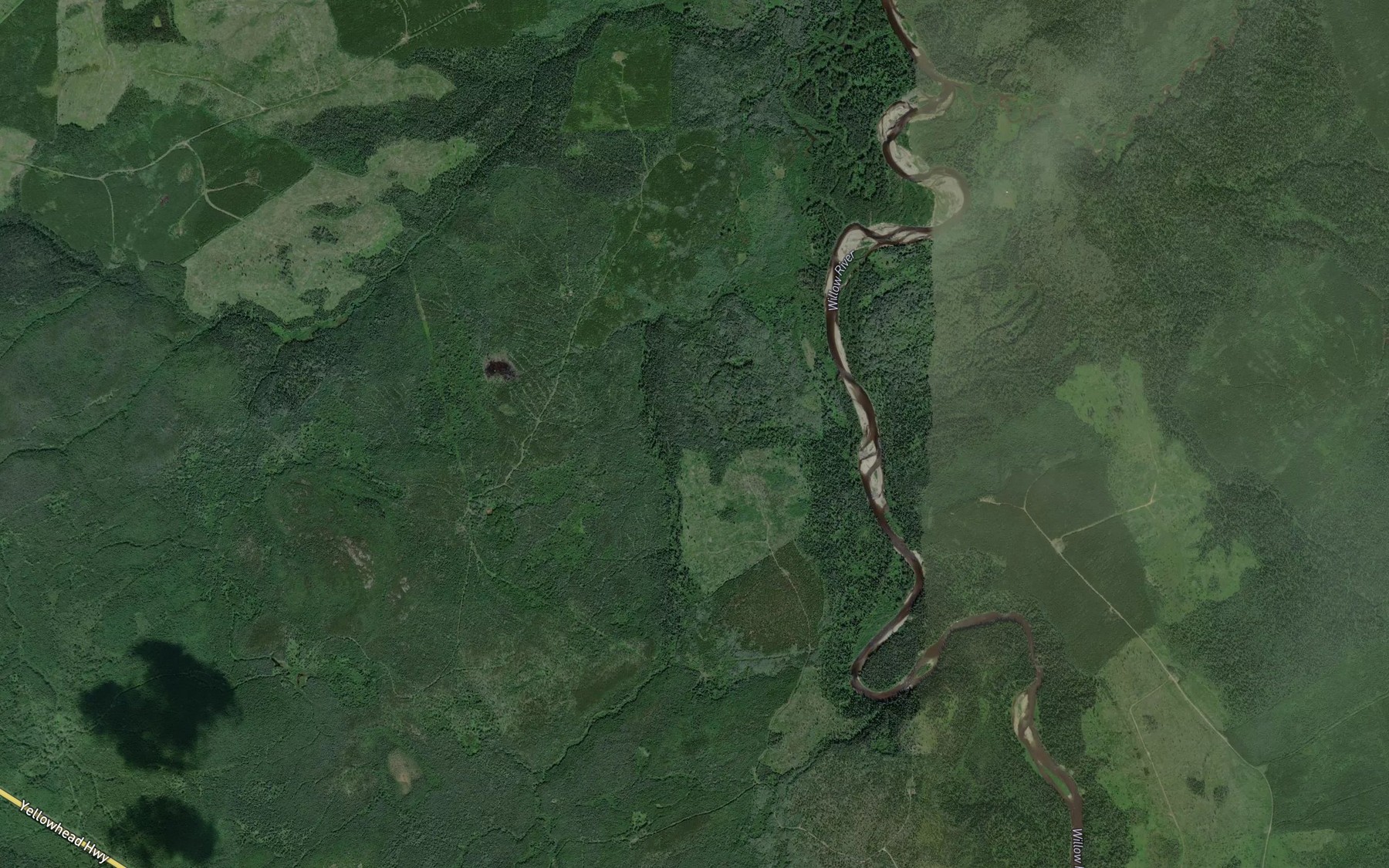Satellite map of the Bowes Creek
