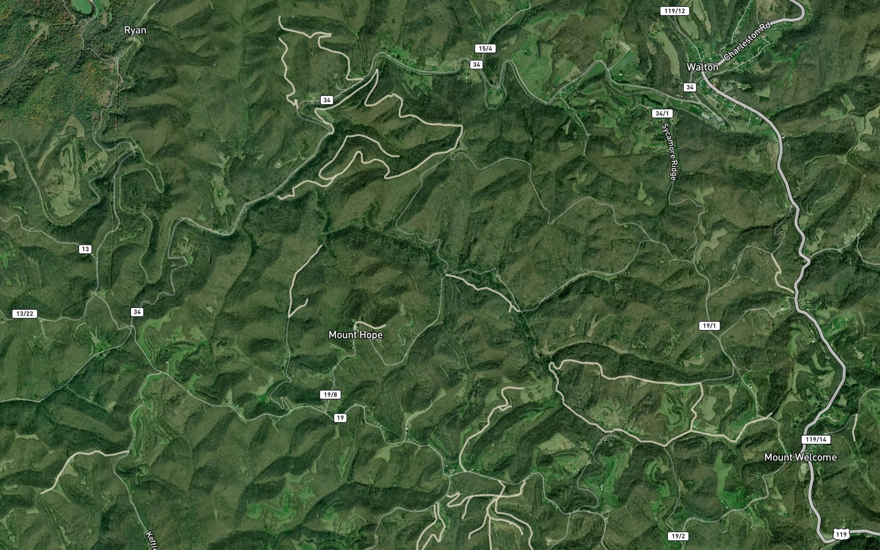 Satellite map of the Laurel Fork