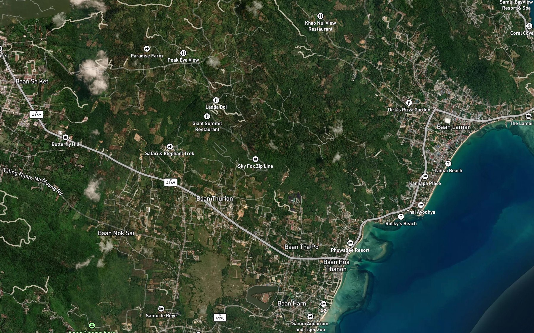 Satellite map of the Wang Sao Thong Waterfall