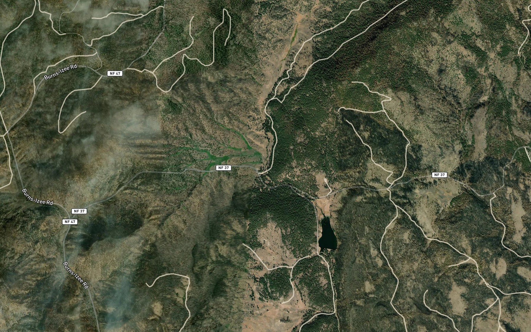 Satellite map of the Scharff Cabin Creek