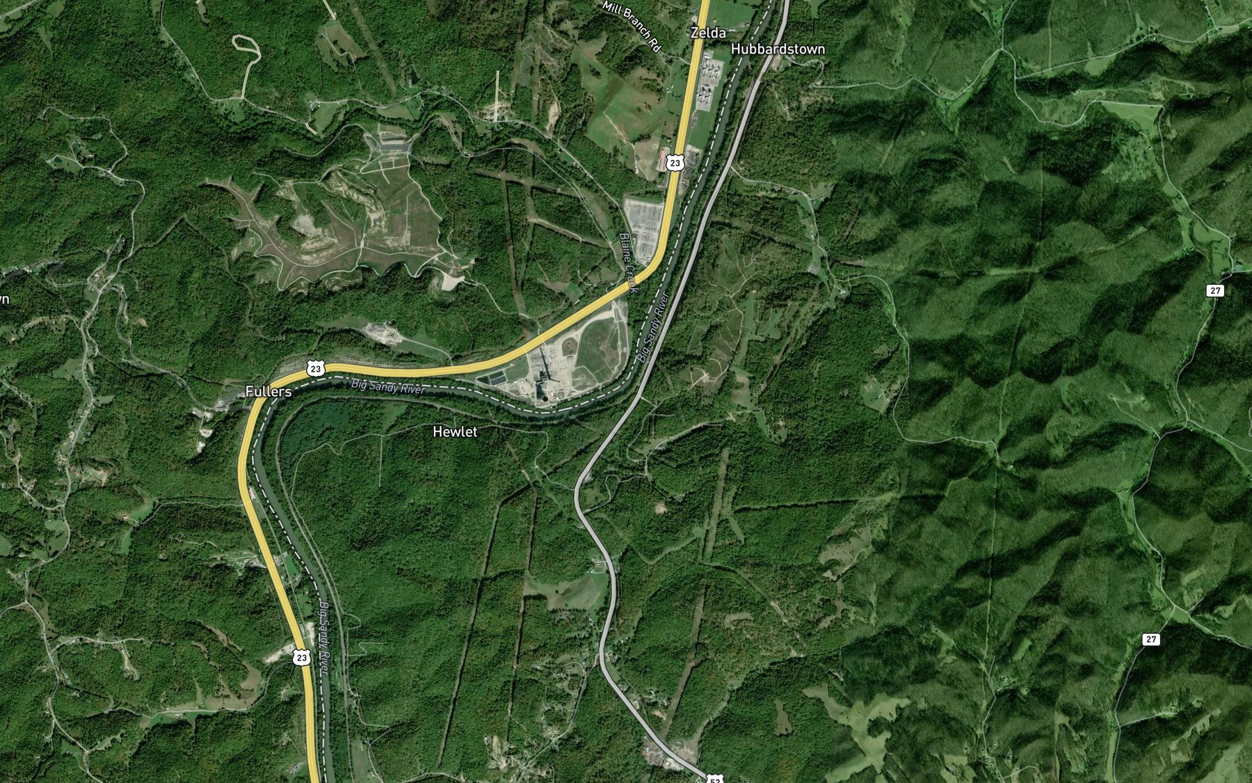 Satellite map of the Tabor Creek