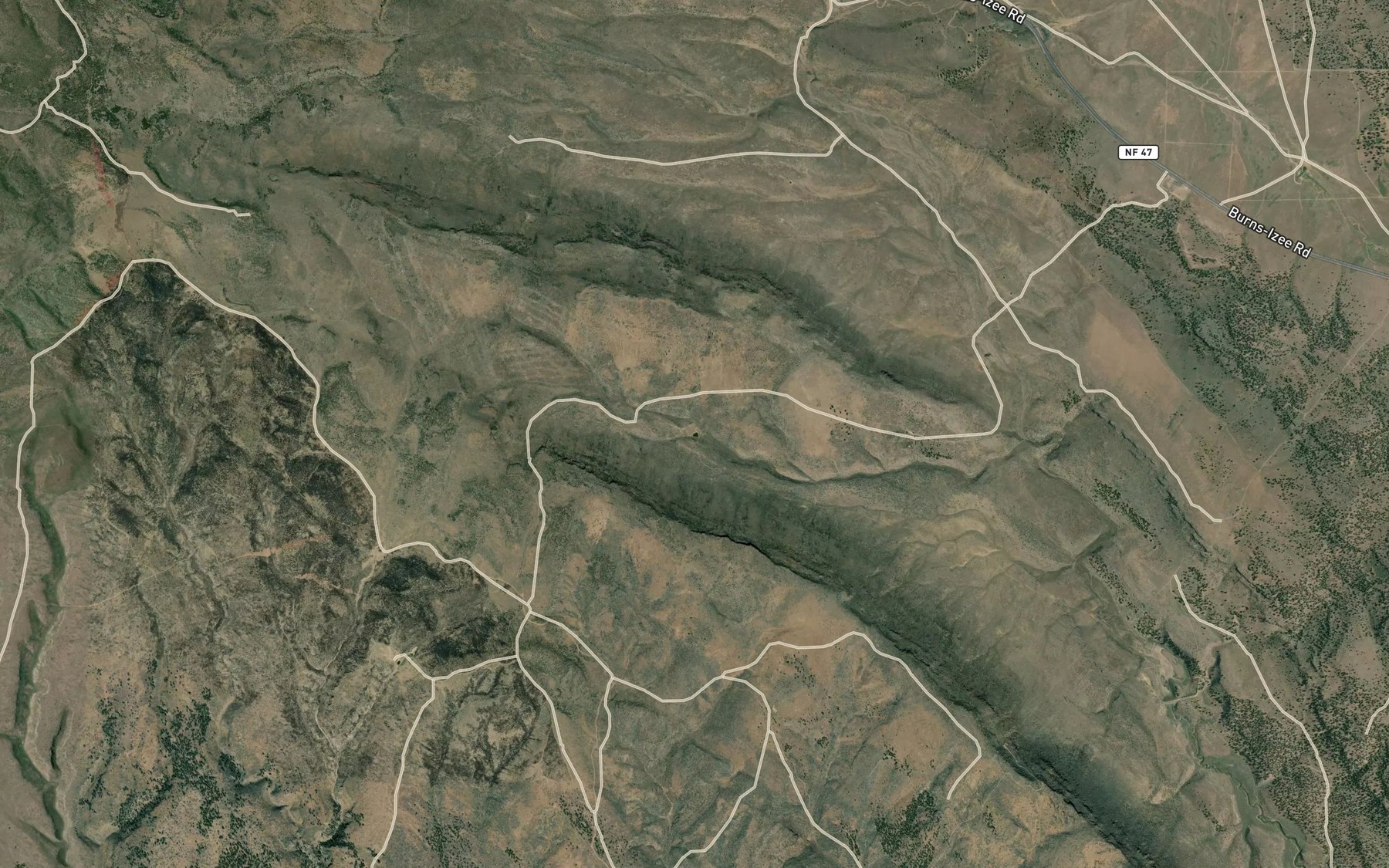 Satellite map of the West Willow Creek Reservoir