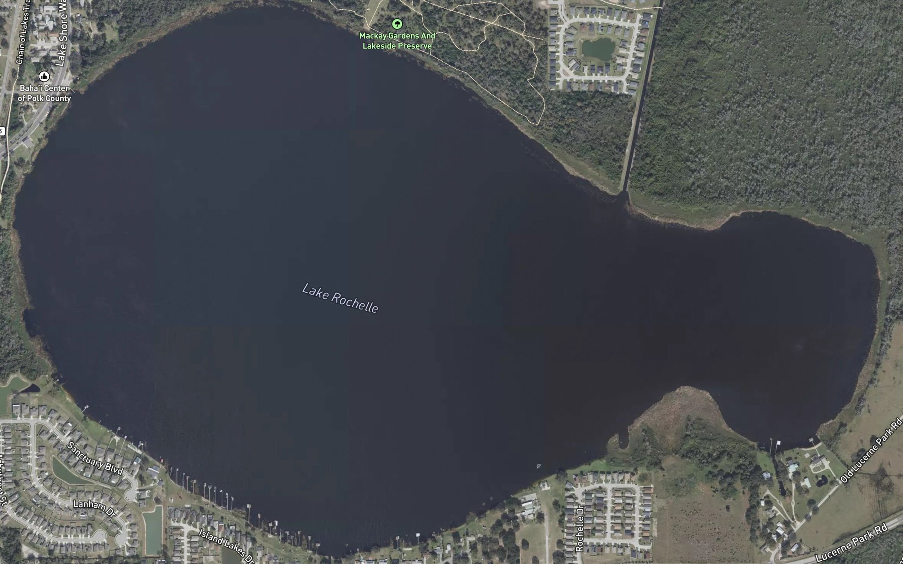 Satellite map of the Lake Rochelle