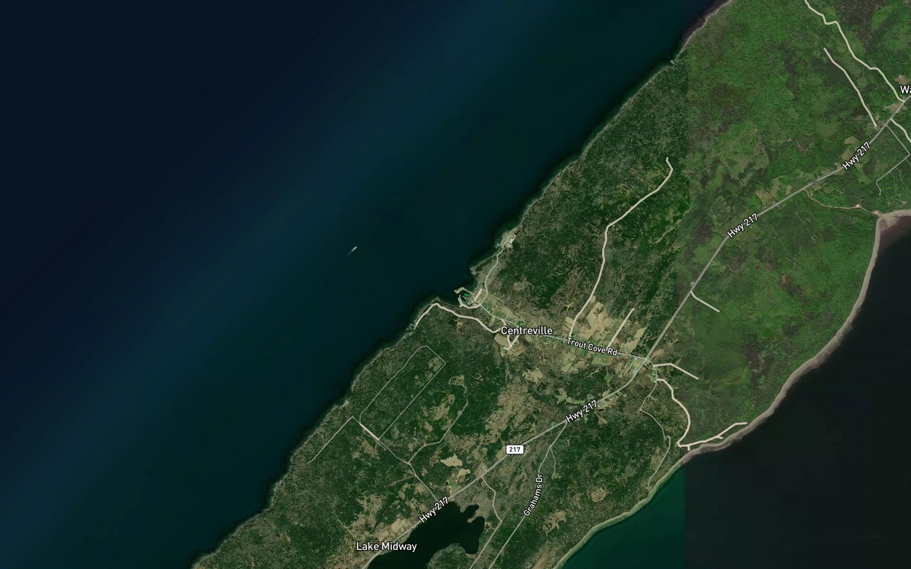 Satellite map of the Trout Cove