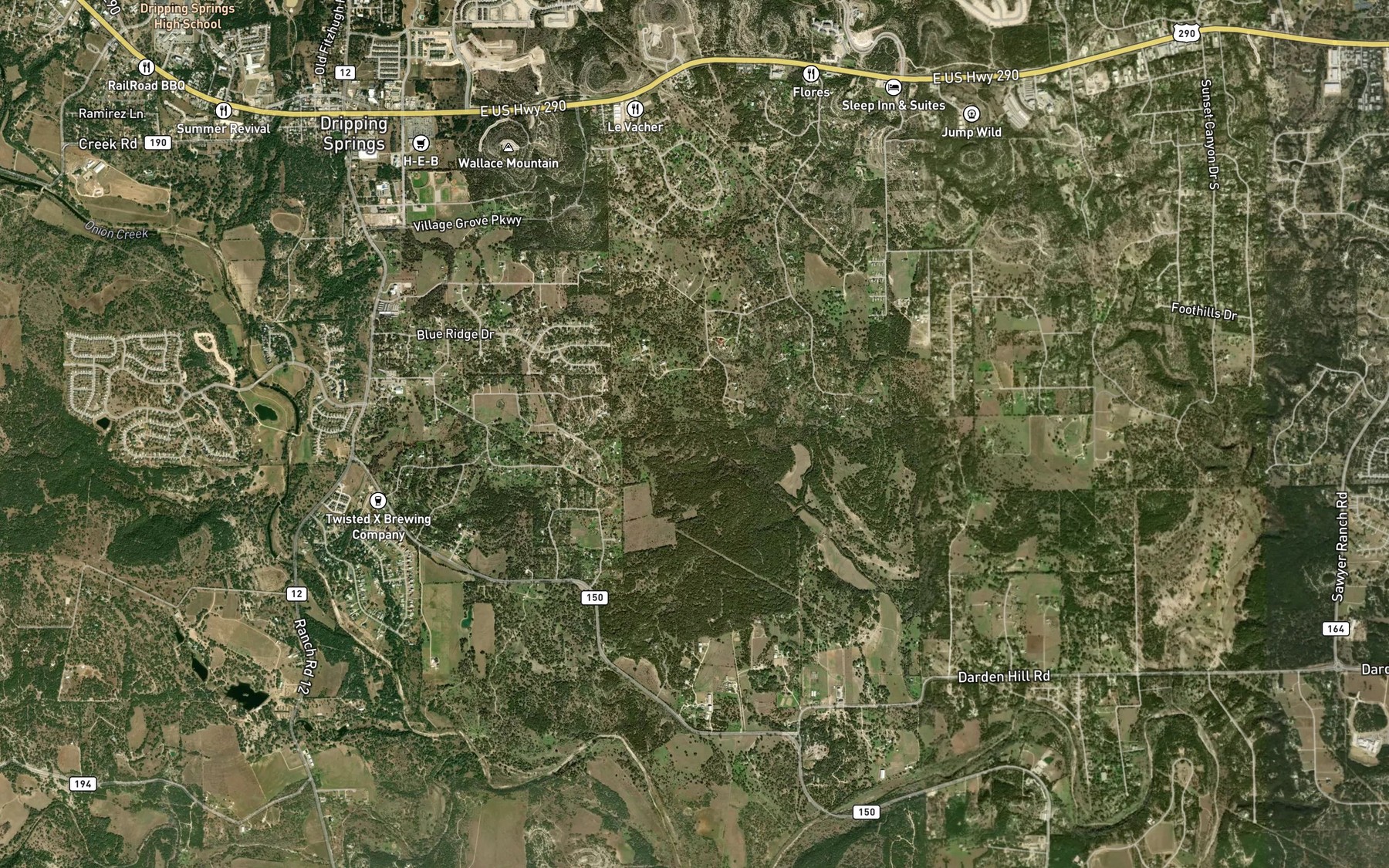 Satellite map of the Kirby Spring