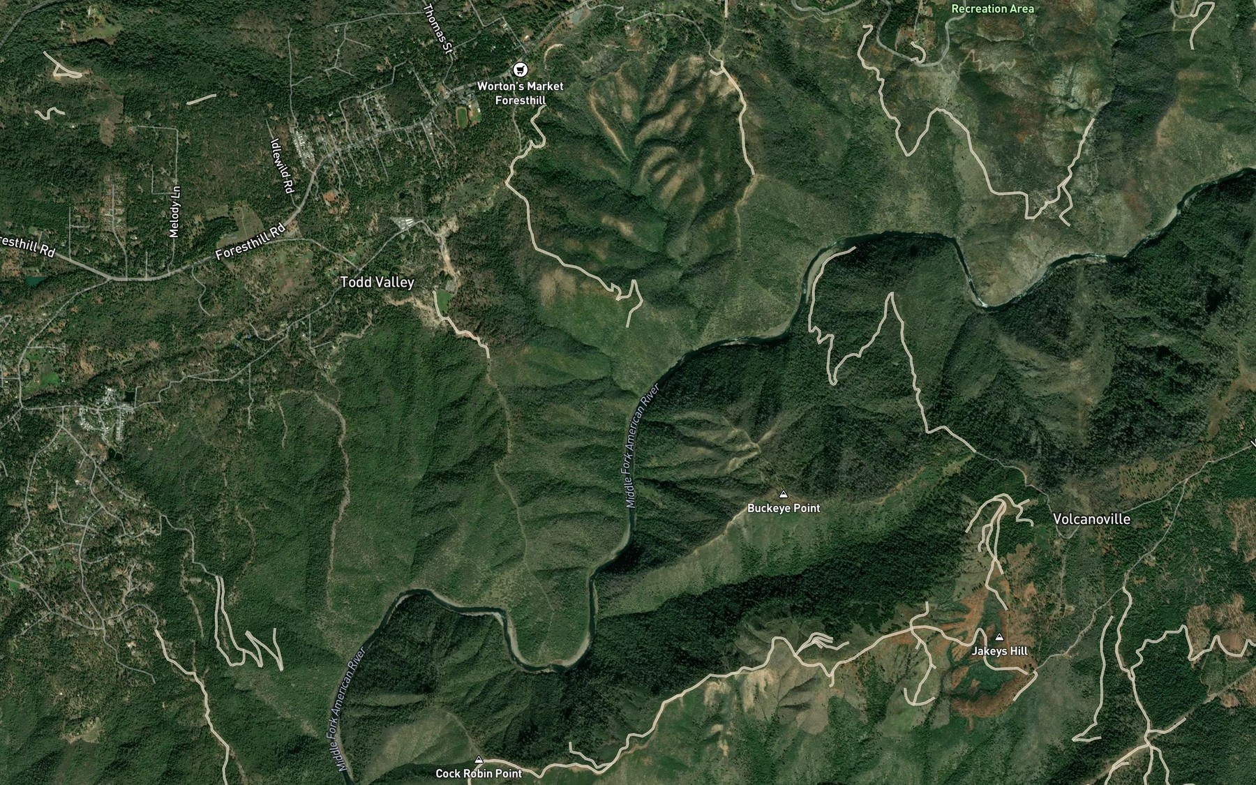 Satellite map of the Pond Creek