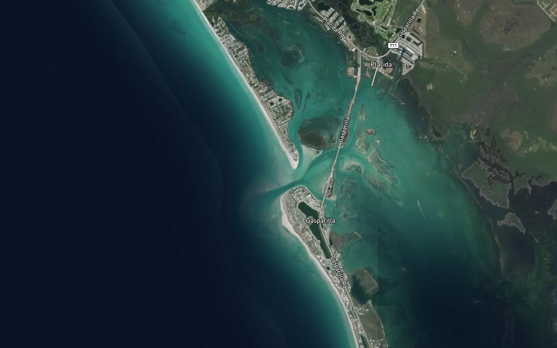 Satellite map of the Gasparilla Pass