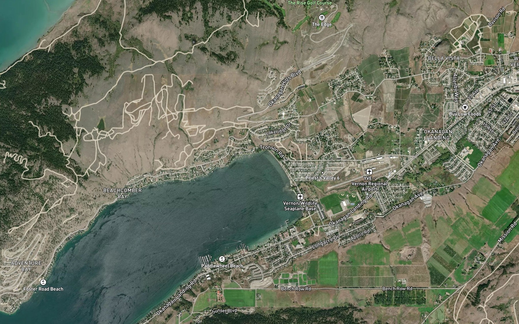 Satellite map of the Vernon Creek