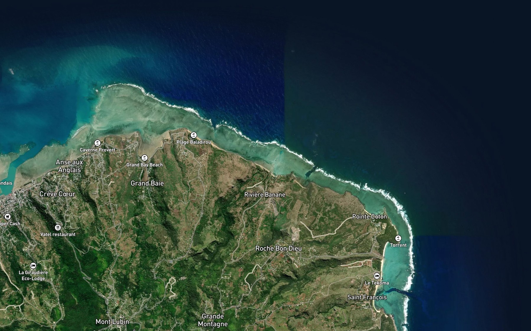 Satellite map of the Riviere Banane