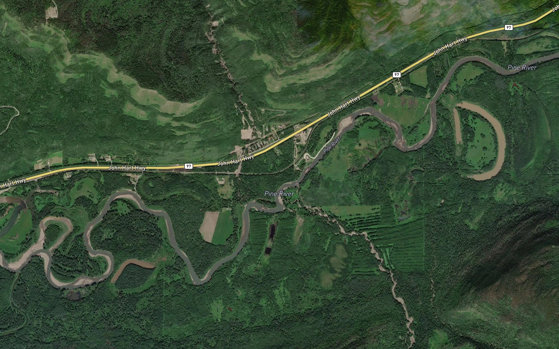 Satellite map of the Caron Creek
