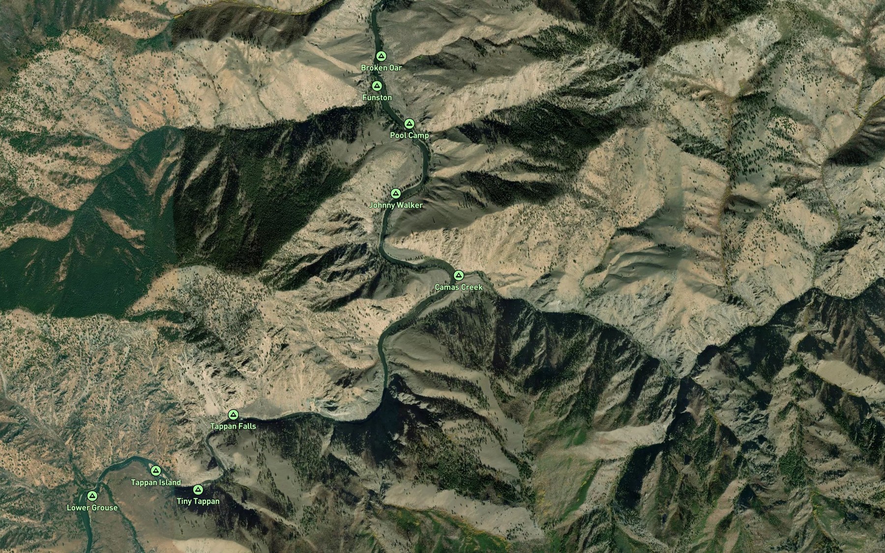 Satellite map of the Camas Creek