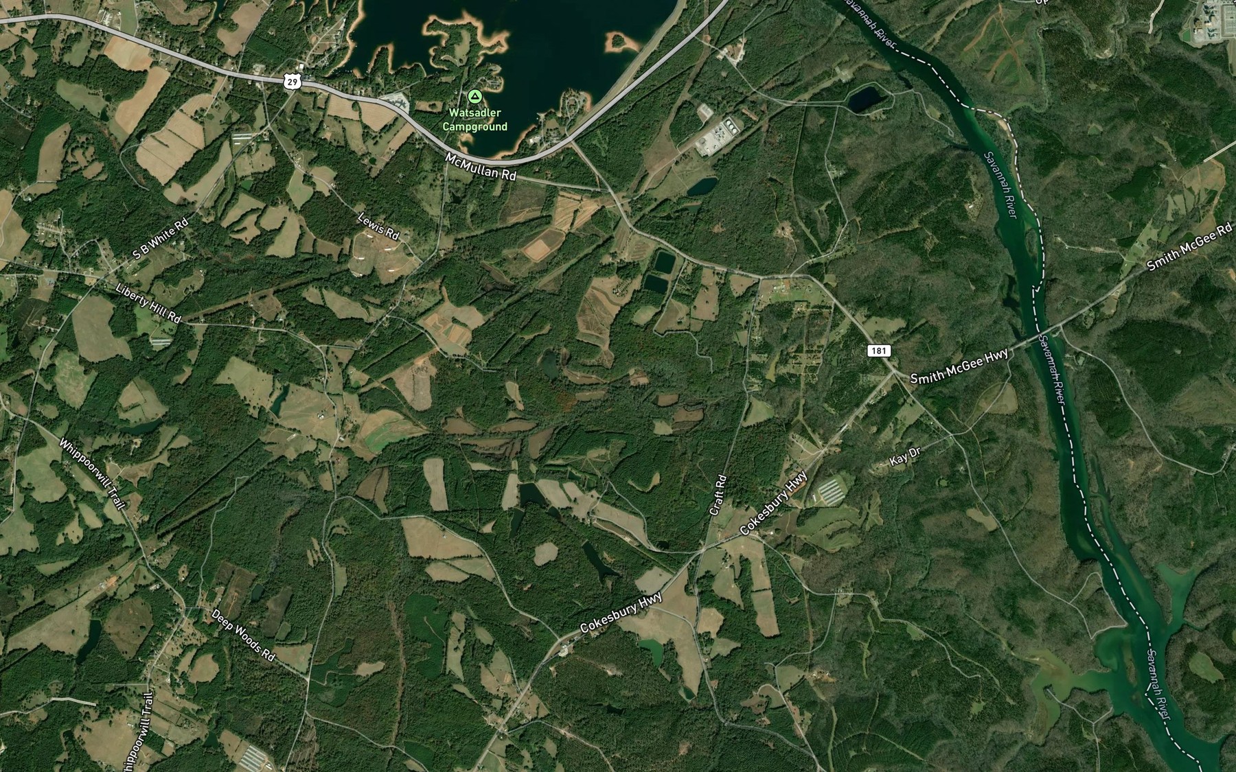 Satellite map of the Little Cedar Creek