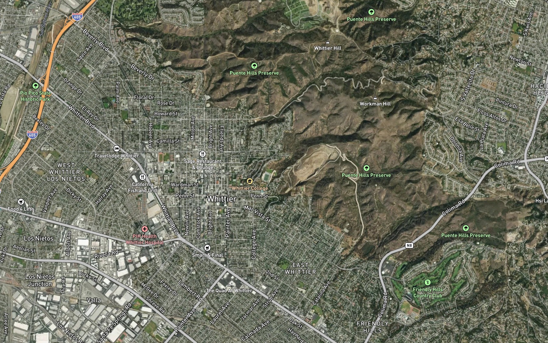 Satellite map of the Worsham Creek