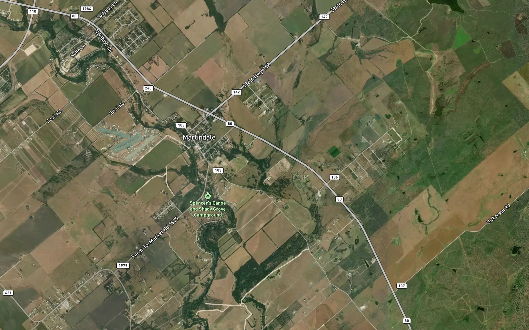 Satellite map of the Hemphill Creek