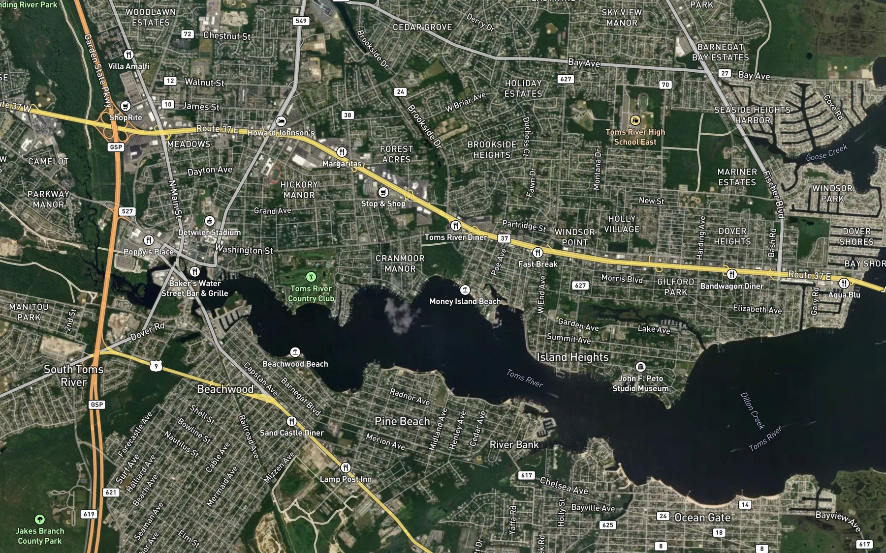 Satellite map of the Long Swamp Creek