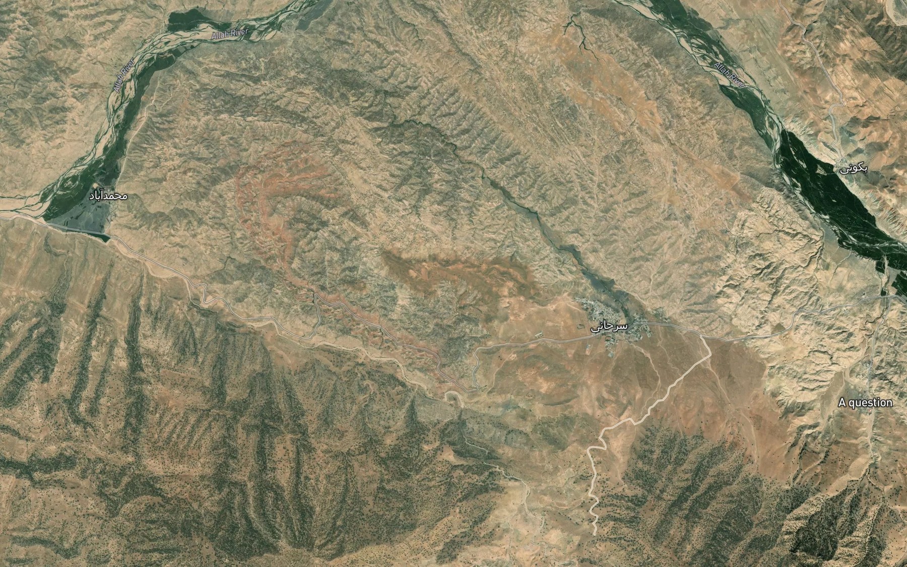 Satellite map of the Cheshmeh-ye Bar Aftab-e Bozorg