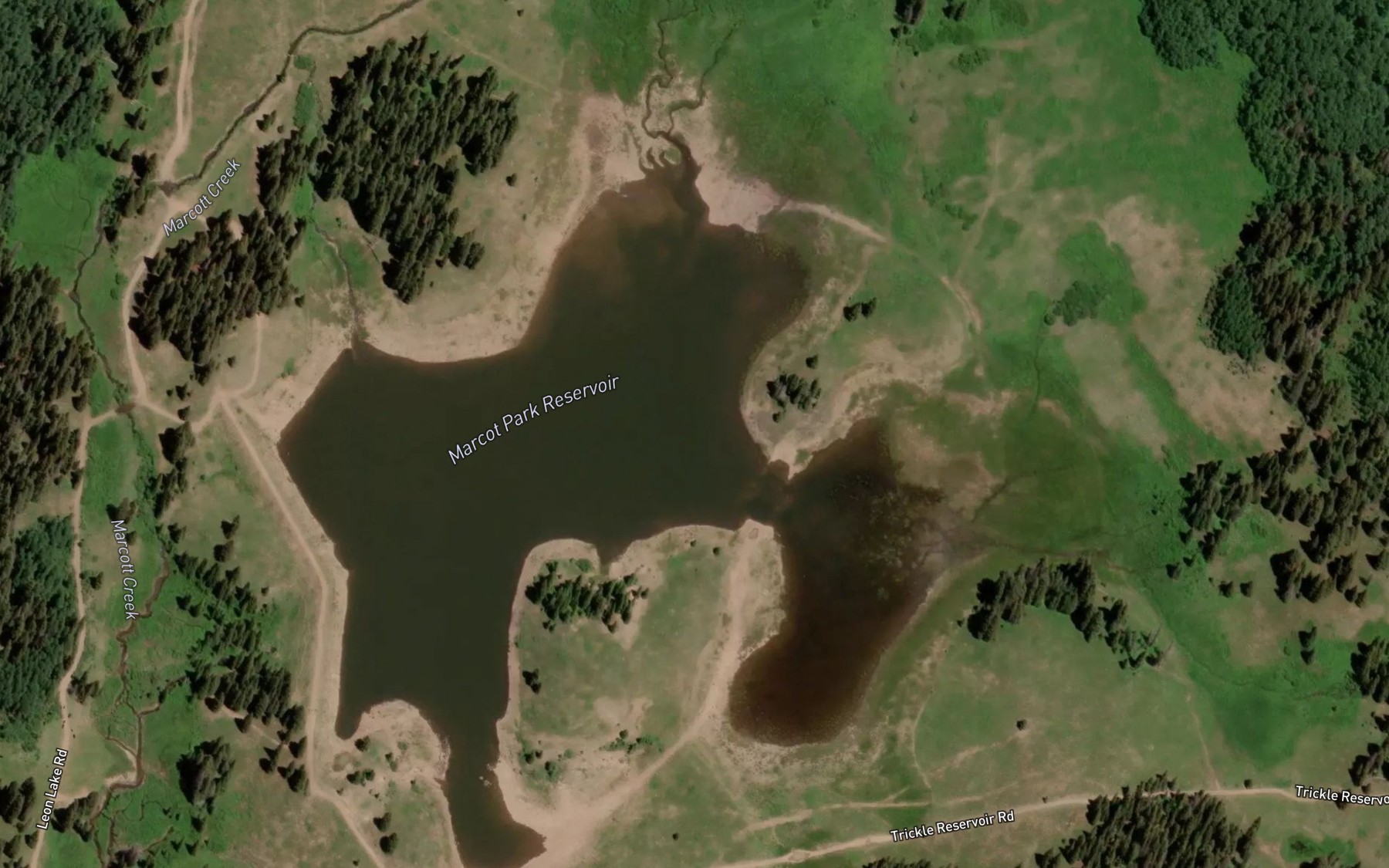 Satellite map of the Marcot Park Reservoir