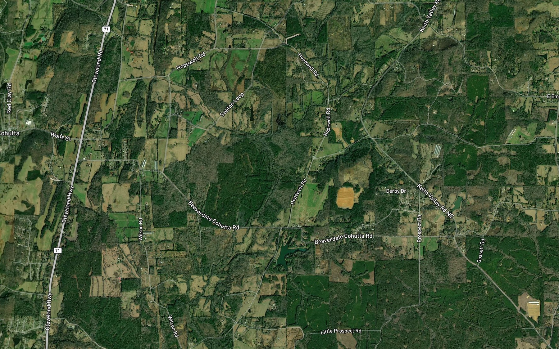 Satellite map of the Mills Creek