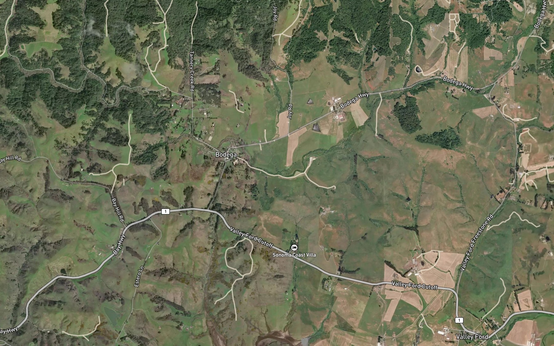 Satellite map of the Nolan Creek