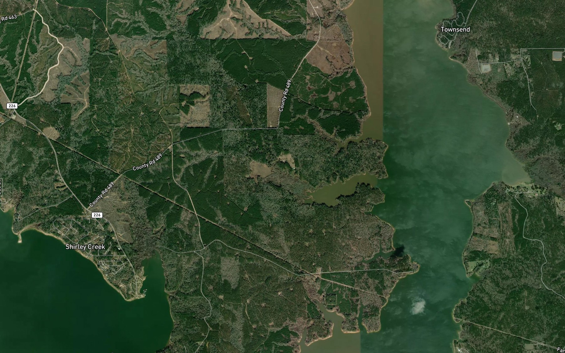 Satellite map of the Sandy Creek