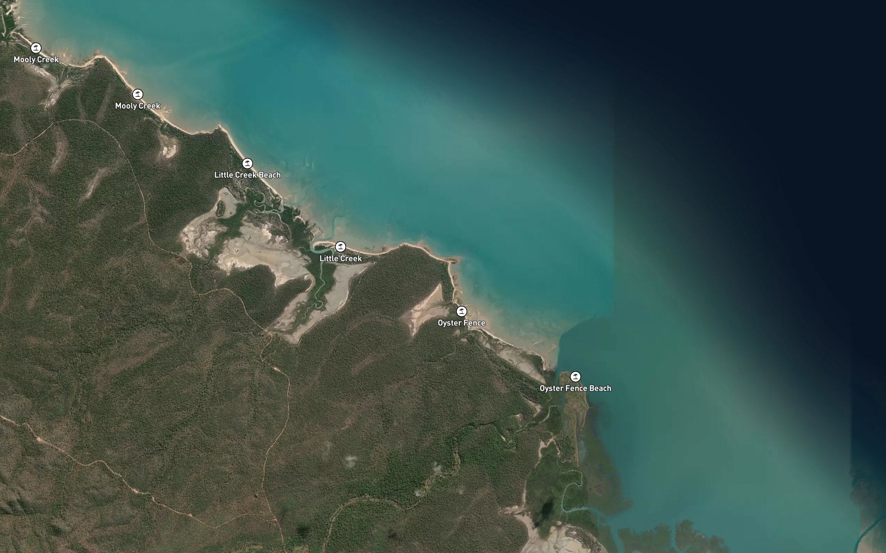 Satellite map of the Raspberry Creek