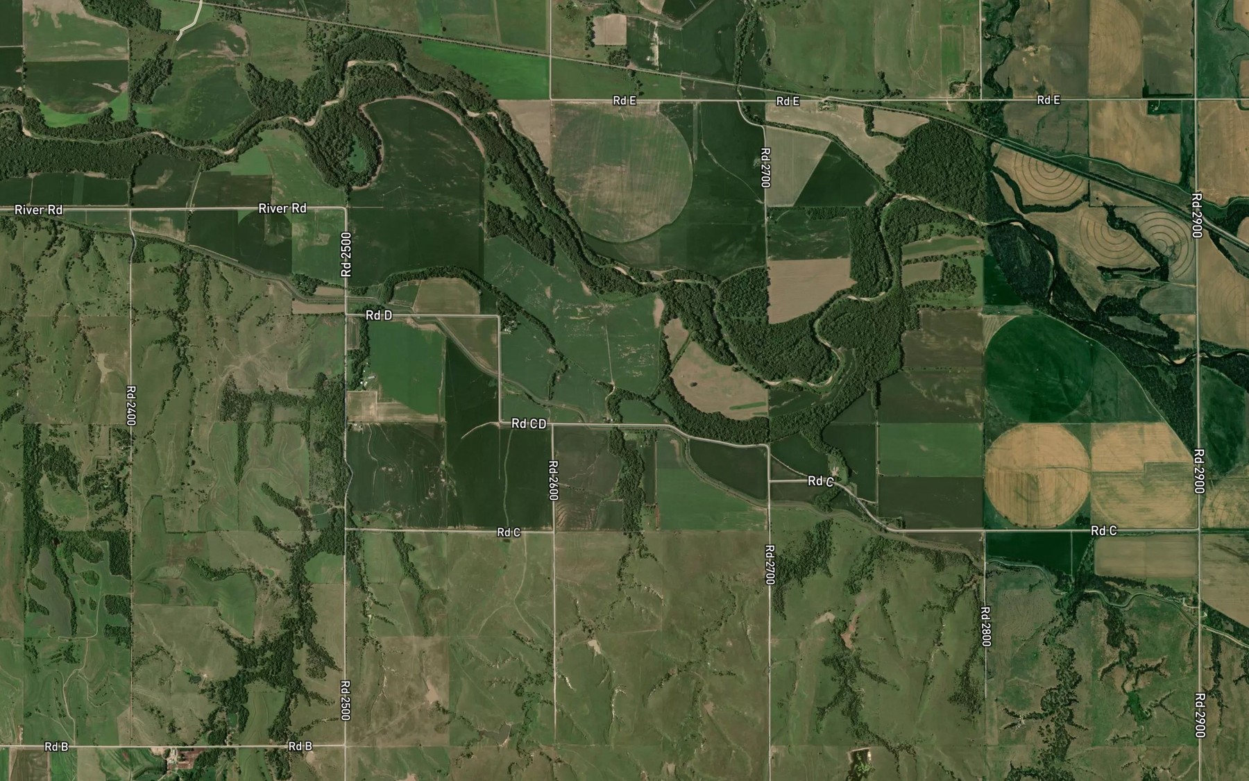 Satellite map of the Ayres Creek