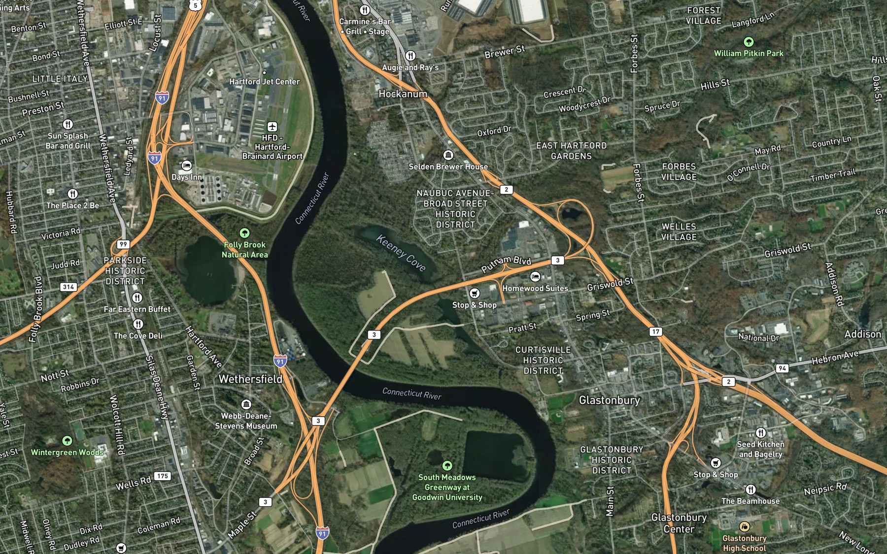 Satellite map of the Porter Brook