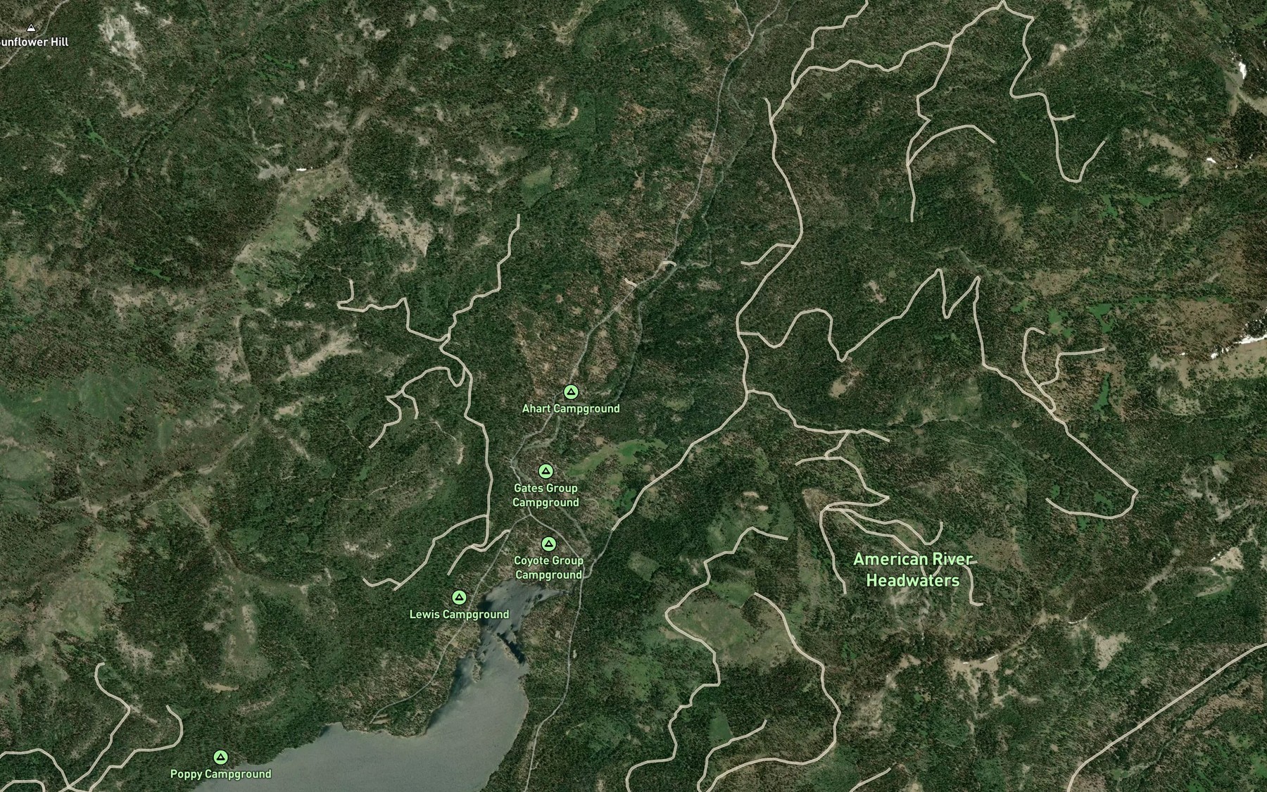 Satellite map of the Dolly Creek