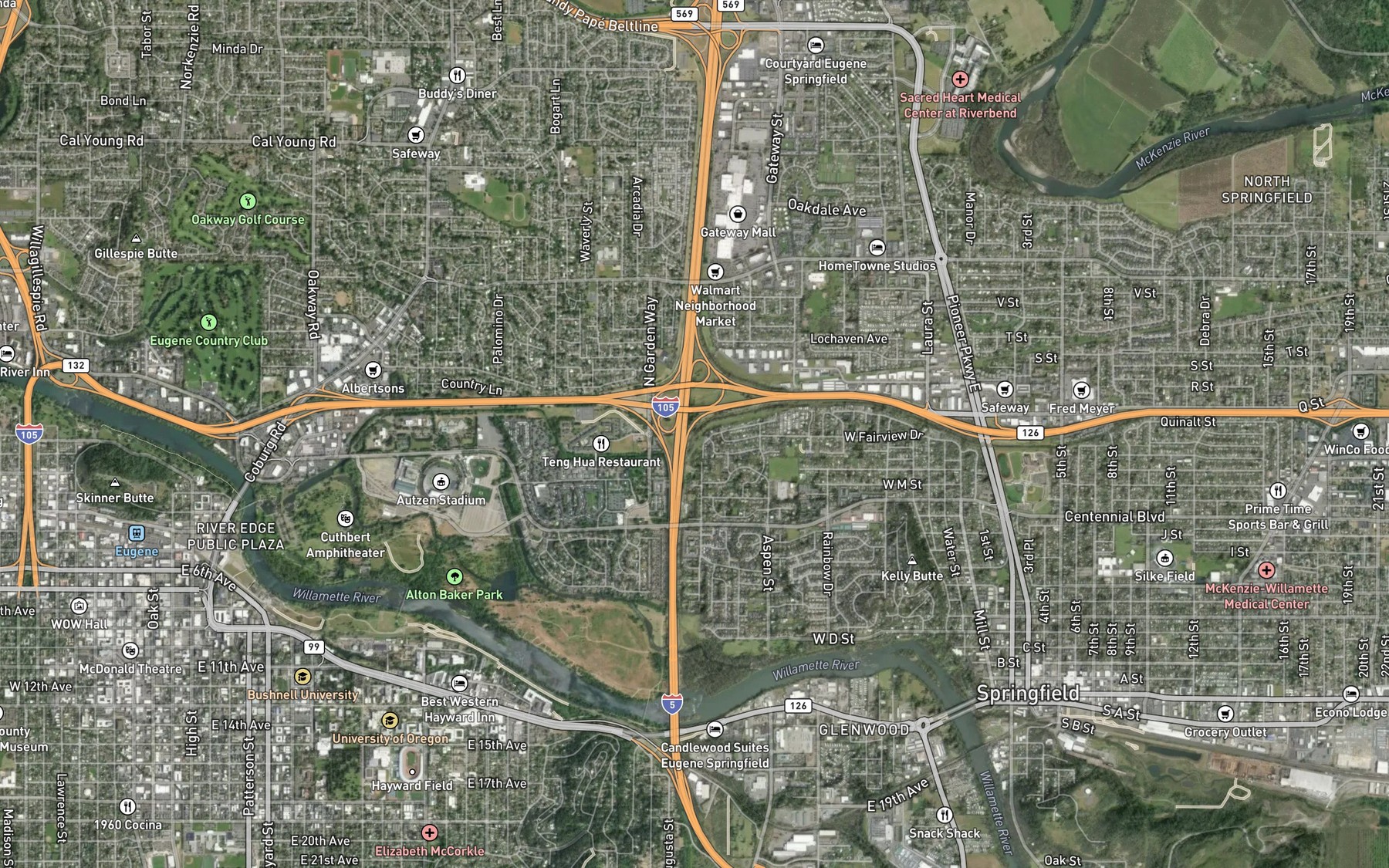 Satellite map of the Q Street Canal