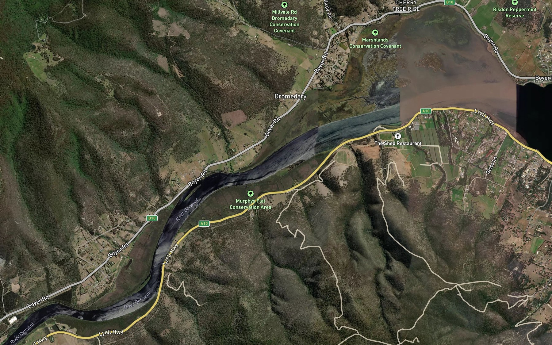 Satellite map of the Dromedary Creek